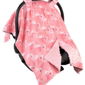 Top Tots Deluxe Minky Baby Car Seat Cover - Flamingo, 40 x 29 Inch Pink