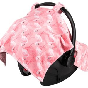 Top Tots Deluxe Minky Baby Car Seat Cover - Flamingo, 40 x 29 Inch Pink