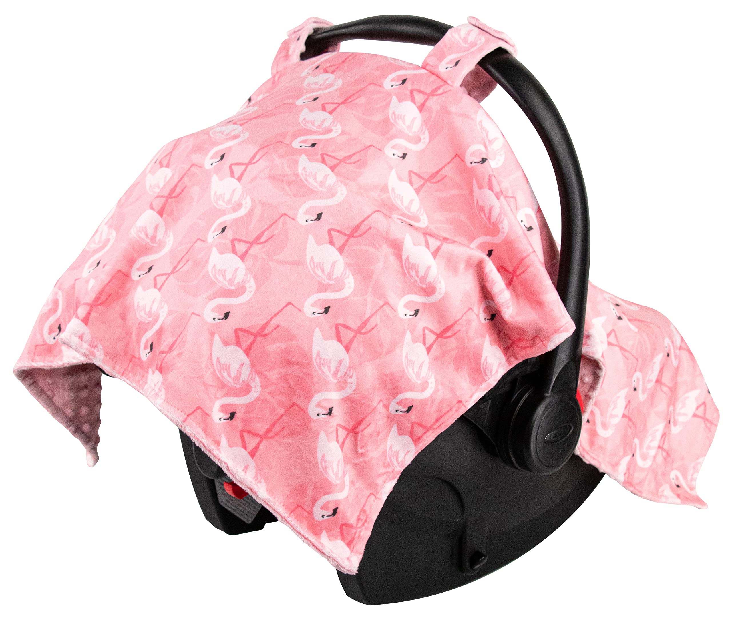 Top Tots Deluxe Minky Baby Car Seat Cover - Flamingo, 40 x 29 Inch Pink