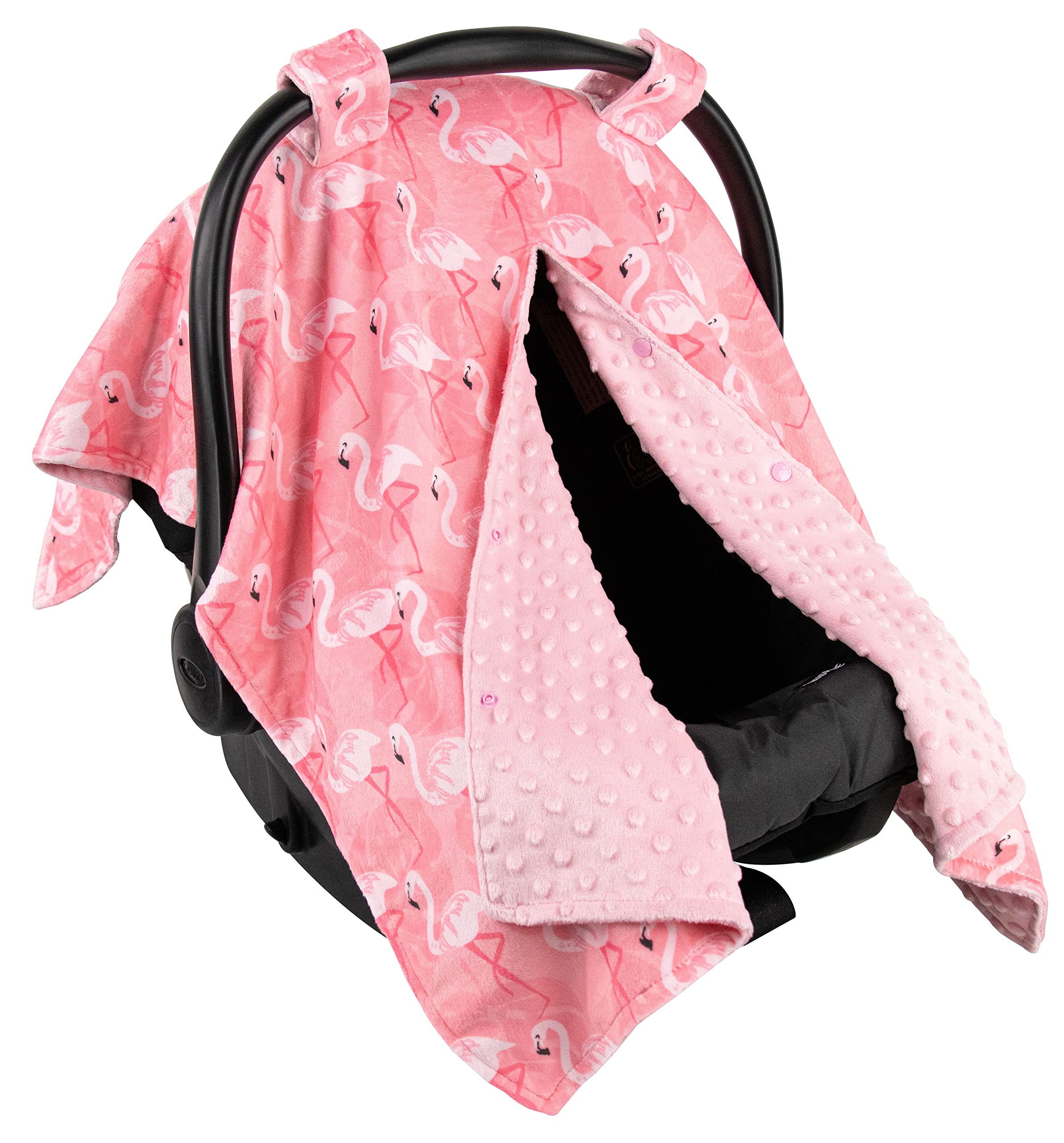 Top Tots Deluxe Minky Baby Car Seat Cover - Flamingo, 40 x 29 Inch Pink