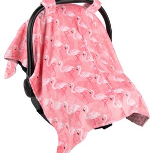 Top Tots Deluxe Minky Baby Car Seat Cover - Flamingo, 40 x 29 Inch Pink