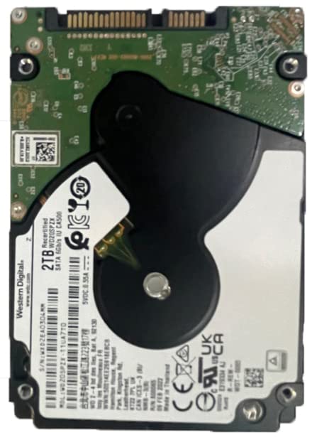 WD Blue 2TB Mobile Hard Disk Drive - 5400 RPM SATA 6 Gb/s 128MB Cache 2.5 Inch 7mm - WD20SPZX WD Recertified (Renewed)