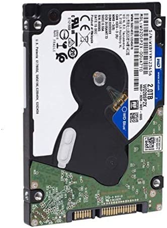 WD Blue 2TB Mobile Hard Disk Drive - 5400 RPM SATA 6 Gb/s 128MB Cache 2.5 Inch 7mm - WD20SPZX WD Recertified (Renewed)