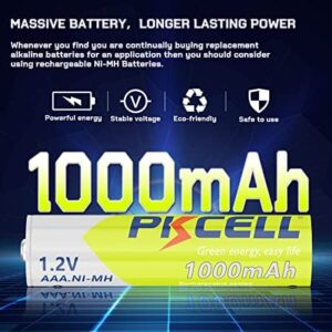 PKCELL Rechargeable AAA Batteries,NiMH 1000mAh 1.2V Rechargeable Battery-4Count