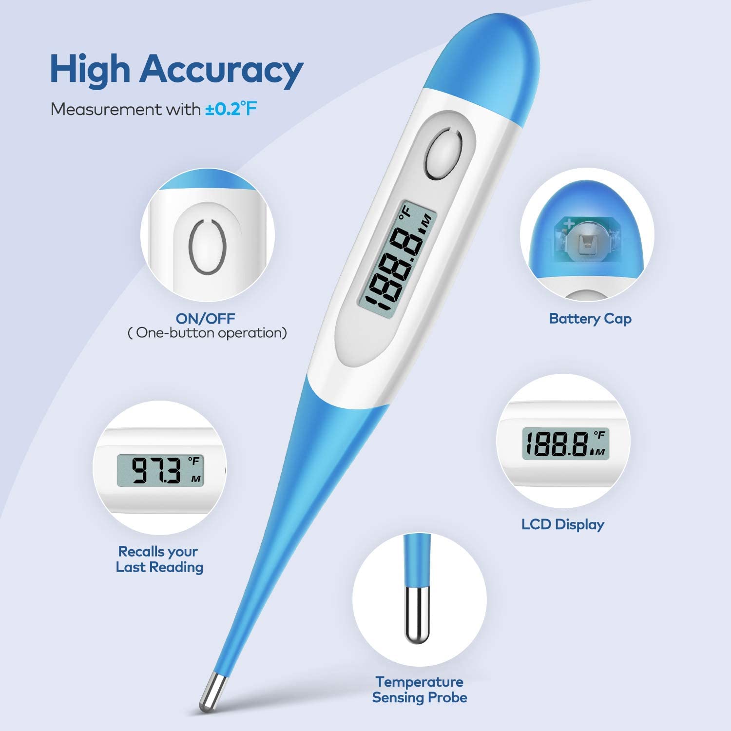 Bundle of Oral Thermometer for Adults, Thermometer for Fever with 10 Seconds