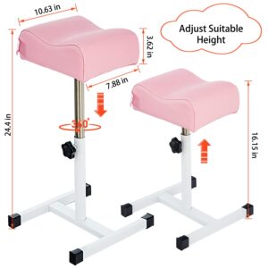 QUEESALN Pedicure Manicure Footrest Adjustable Height Stand Beauty SPA Salon Nail Care Pink