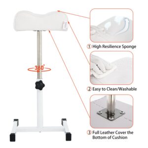 QUEESALN Pedicure Stand Footrest Stand Adjustable Height Technician SPA Beauty Stand Stool with Non-Slip SPA Salon Home Equipment White