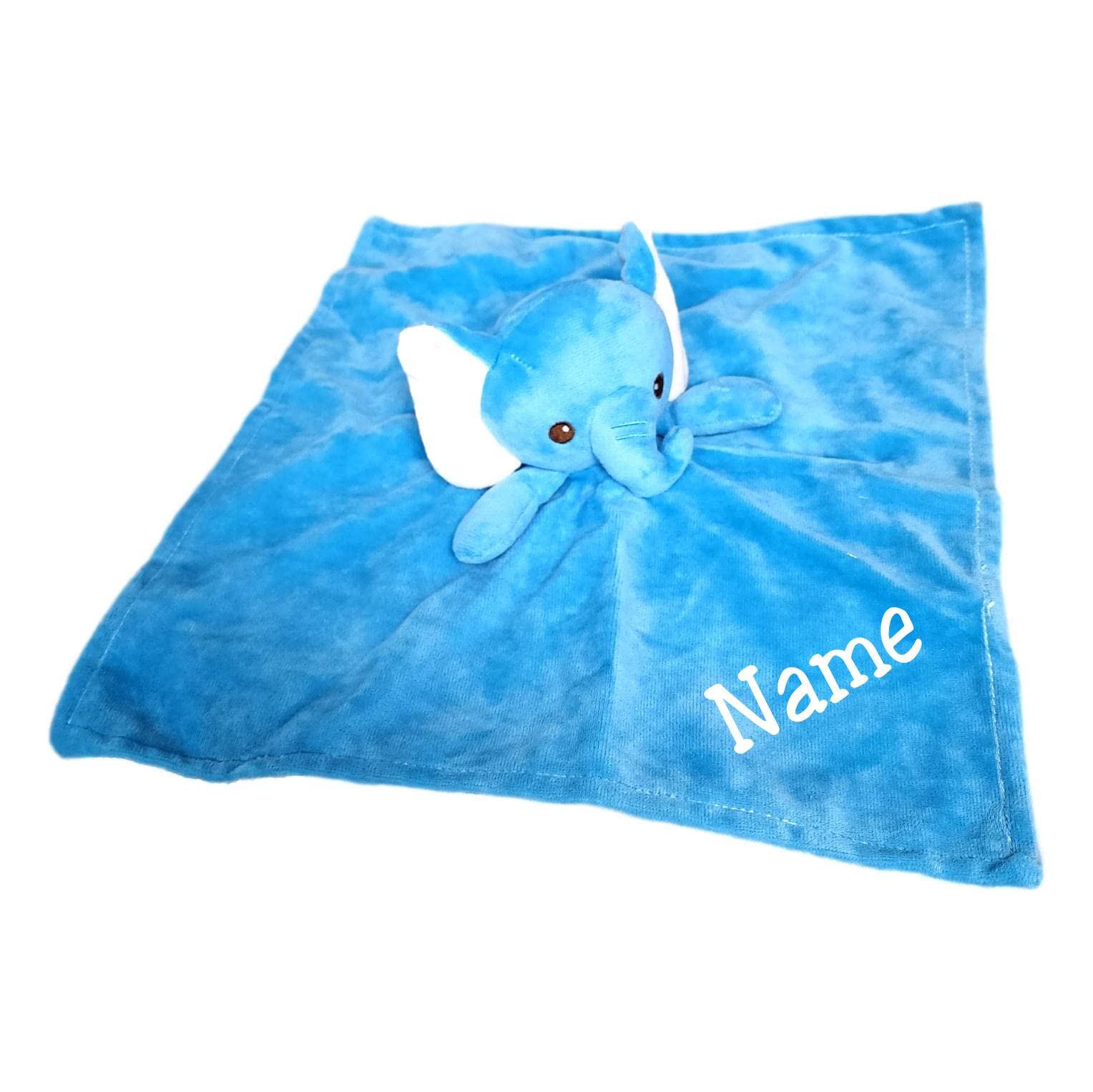 SONA G DESIGNS Personalized Baby Blanket Lovey with Custom Embroidered Name (Elephant)