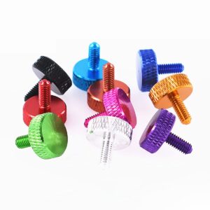 5pcs/lot M3 Knurled Colourful Aluminum Thumb Screws 5 6 8 10 12 16 20mm - 50mm Plain Head Hand Tighten Screws for Computer Case (Color : Purple, Size : 45mm)