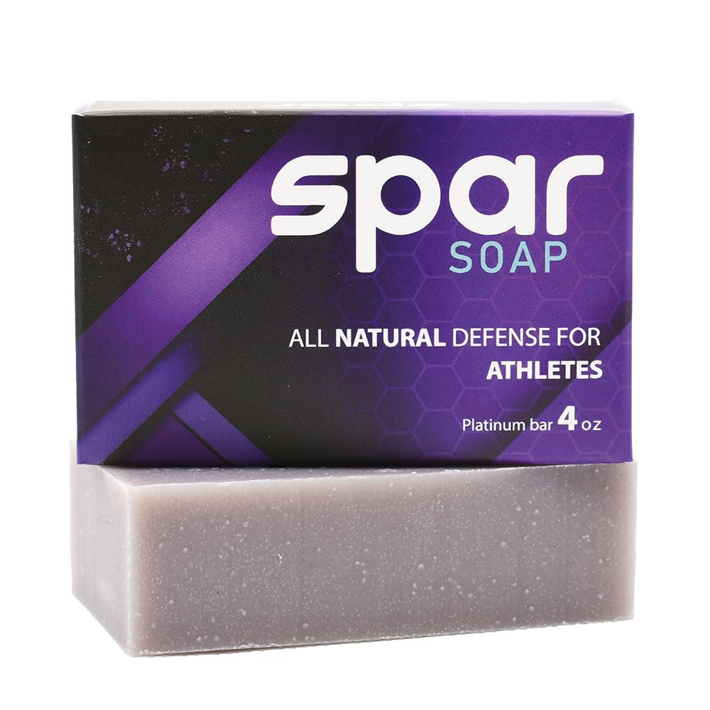 Spar Soap Platinum Bar (4 Ounce), Lavender Tea Tree, Antifungal Properties, For BJJ, MMA, Wrestlers, Grapplers, Men/Women, USA Made Body Soap, For Body Odor, With Lavender, Cassia, Clove