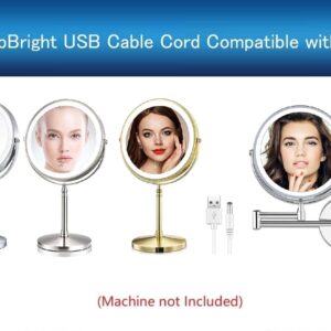 UPBRIGHT USB A to Barrel 5V DC Charging Cable Charger Power Cord Compatible with AMZTOLIFE TC1022 TCM3 bk01 DMM Rechargeable Lighted Makeup Mirror 8 Inch Magnifying LED Vanity w/ 1X 10X Magnification