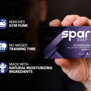 Spar Soap Platinum Bar (4 Ounce), Lavender Tea Tree, Antifungal Properties, For BJJ, MMA, Wrestlers, Grapplers, Men/Women, USA Made Body Soap, For Body Odor, With Lavender, Cassia, Clove