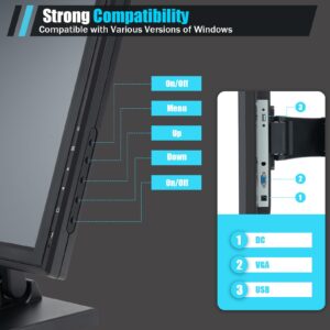 Gdrasuya10 LCD Touchscreen Monitor 17 Inch POS Retail Cash Register Touch Screen LED Monitor Display 1280 * 1024 with Multi-Position POS Stand for Business, Restaurant, Supermarket