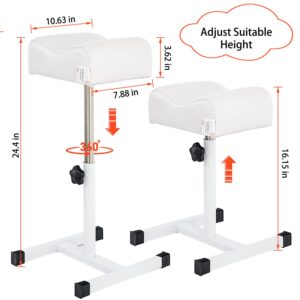 QUEESALN Pedicure Stand Footrest Stand Adjustable Height Technician SPA Beauty Stand Stool with Non-Slip SPA Salon Home Equipment White