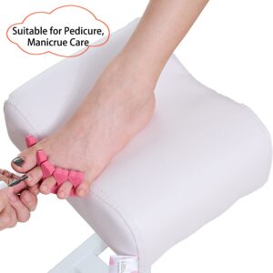 QUEESALN Pedicure Stand Footrest Stand Adjustable Height Technician SPA Beauty Stand Stool with Non-Slip SPA Salon Home Equipment White