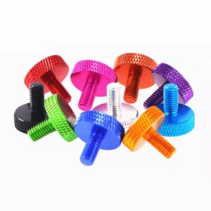 5pcs/lot m3 knurled colourful aluminum thumb screws 5 6 8 10 12 16 20mm - 50mm plain head hand tighten screws for computer case (color : green, size : 12mm)