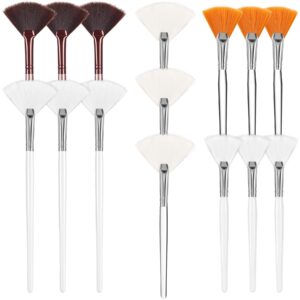 15pcs facial brushes fan mask brushes, soft facial applicator brushes tools mask acid applicator brush for peel glycolic mask makeup（5 styles)