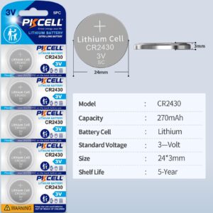 PKCELL 5Pack CR2430 3V Lithium Battery CR 2430 Battery