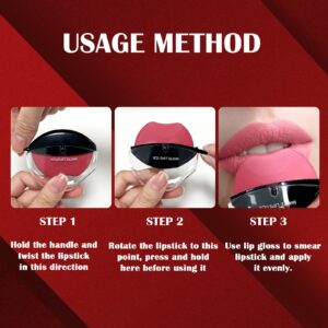 DAGEDA 3 Colors Matte Lipstick Set, Matte Velvet Lipstick Lip Shape Lazy Lipstick, Long Lasting High Pigmented Non-stick Cup Lip Gloss, Waterproof Easy to Color Lipstick Lazy Lip Makeup (Color A)