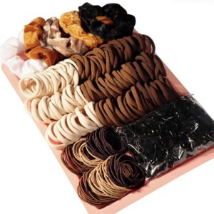 guoxi hair scrunchies for women,brown accessories set,seamless nylon soft elastic ties,ropes ponytail holder bands thick and curly（805pcs）