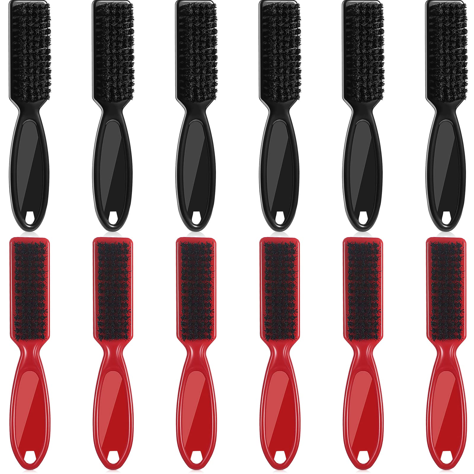 Patelai 12 Pieces Clipper Cleaning Brushes, Barber Accessories Cleaning Supplies, Soft Bristles, Quality ABS Handle, Nylon Brush Tool(Black, Red)