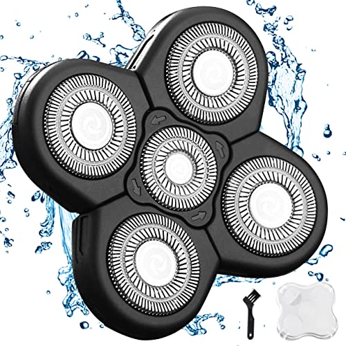 VRMETA Men's Electric Shaver Replacement Heads 5D Sharp Stainless Steel Head Shaver Replacement Heads Floating Shaver Blades for Electric Rotary Shaver (5 Heads (Black)