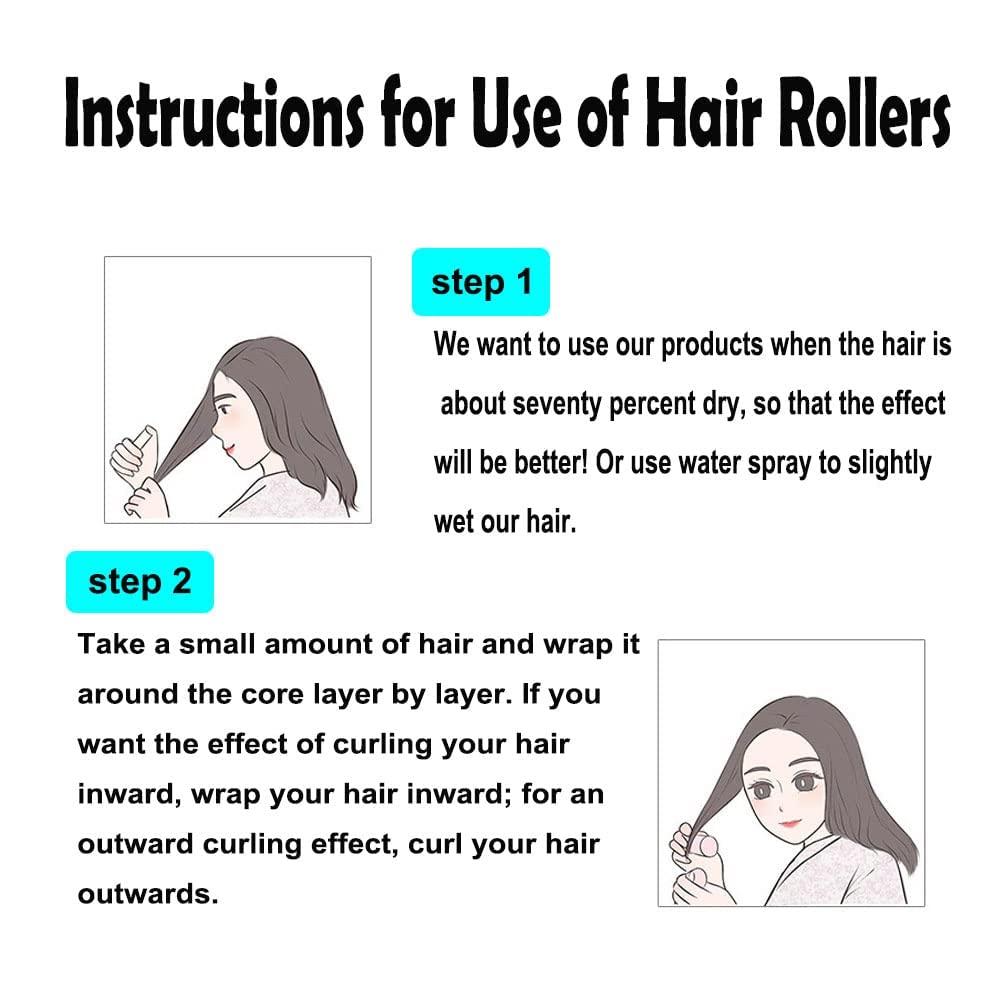 ADMIRING Hair Roller, 12PCS Roller Curler for Medium Short Hair, Heatless Roller for Bangs, Light-blue