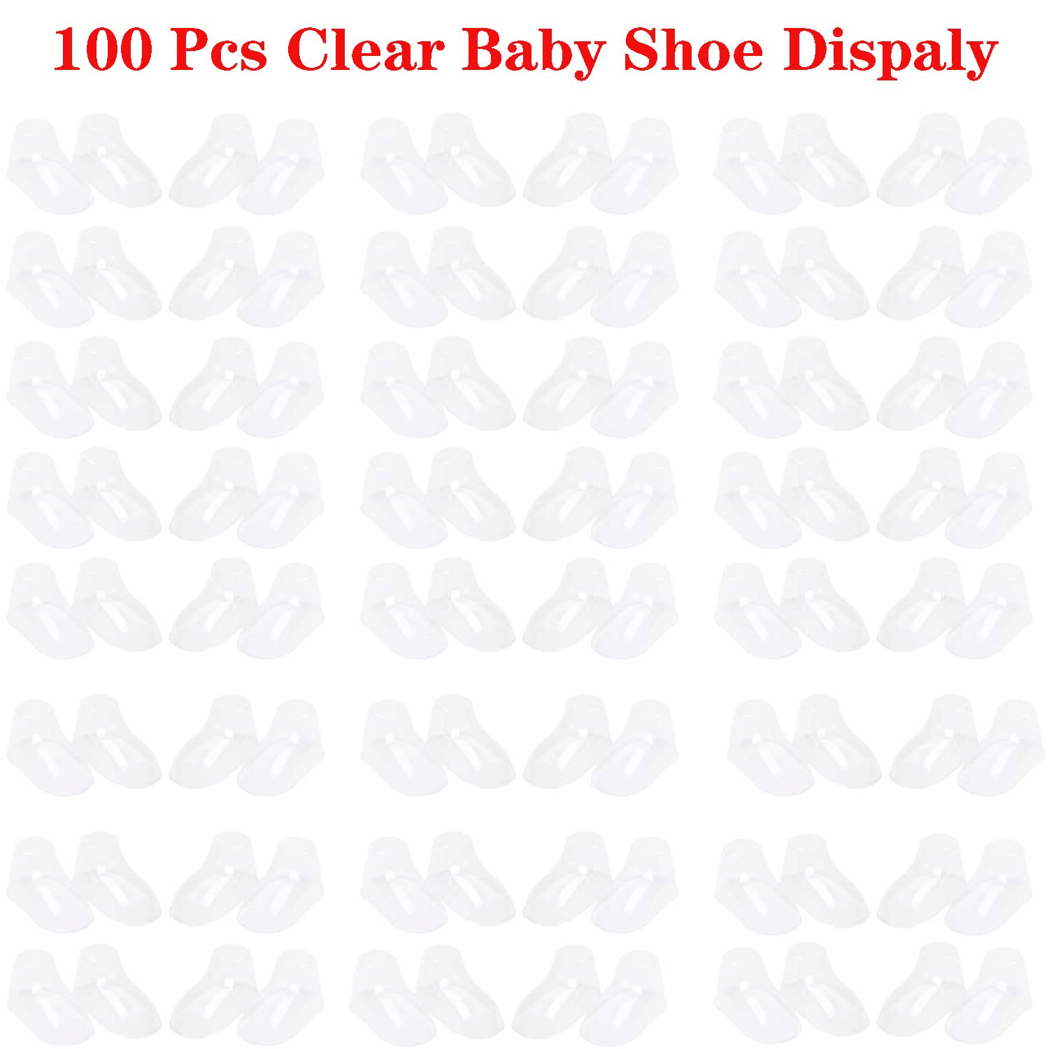 100Pcs Clear Plastic Baby Feet Display, Baby Booties Crochet Shoes Socks Showcase, Toddler Shoes Supports Shoe Forms Stand Holder for Store and Home Use, 50Pair, 8, 9, 10, 11, 12CM