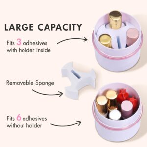 Embagol Eyelash Glue Storage Container Eyelash Storage Container Tank Eyelash Extensions Adhesive Jar Stand Makeup Case Cosmetic Storage Tank for Women Pink…