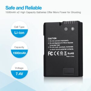 Powerextra EN-EL14 EN-EL14a Battery 2 Pack & Dual LCD Charger Compatible with Nikon D5600 D5500 D5300 D5200 D5100 D3500 D3400 D3300 D3200 D3100 Df Coolpix P7800 P7700 P7200 P7100 P7000