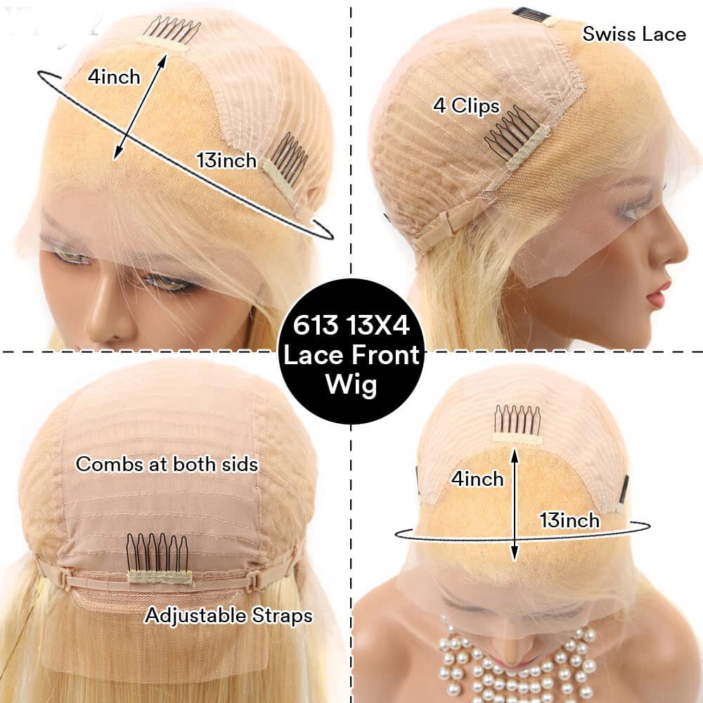 MSTOXIC 613 Lace Front Wig Human Hair 13x4 Blonde Lace Front Wigs Human Hair Wigs For Women 10a Brazilian Body Wave 613 HD Lace Frontal Wig 180% Density Pre Plucked With Baby Hair (20 Inch)