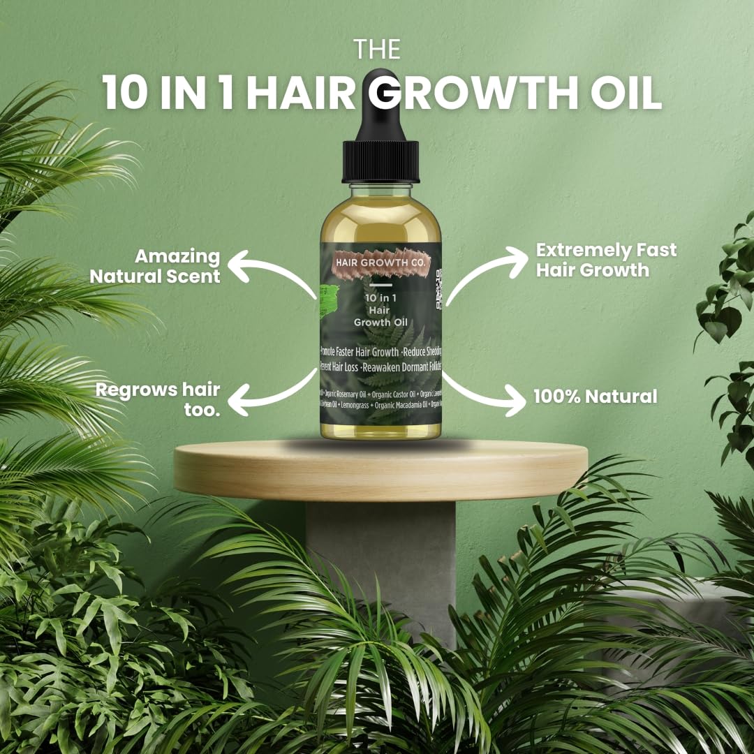 (2-Pack) 10 in 1 Hair Growth Oil (2 Oz) | Formulated With African Chebe Powder For Extreme Hair Growth, 2 Fl Oz (Pack of 1), 2.0 ounces