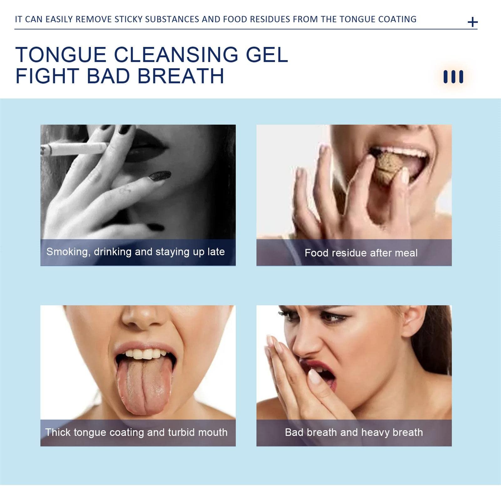 Tongue Cleaner + Medicated Tongue Gel Set - Cleaning with A Brush - Oral Care Removes Bad Breath Fresh Breath Tongue Coating Cleaning Bad Breath Treatments for Adults