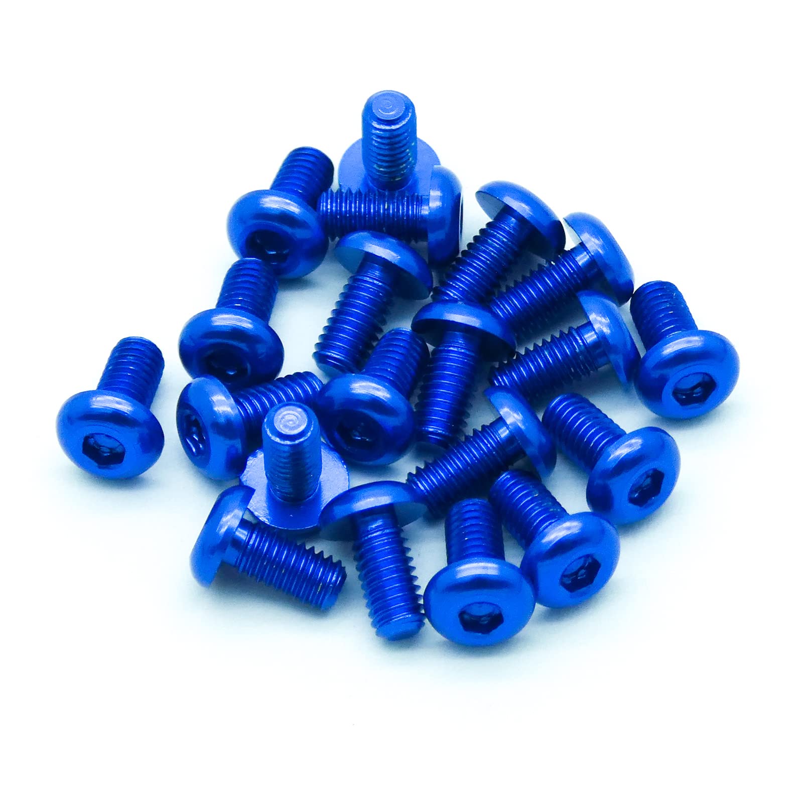 20PCS M3x6mm Aluminum Button Head Hex Screw (Anodized Blue)