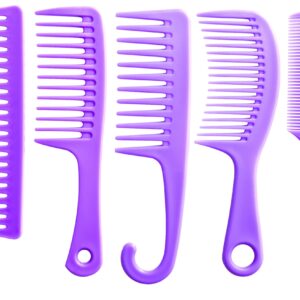 5 Pcs Hair Comb Set, Wide Tooth Detangling Comb,Large Shower Comb with Hook，Fine Tooth Rat Tail Comb Professional Styling, No Handle Women Brush For Curly, Wet, Dry, Long and Thick Hair.