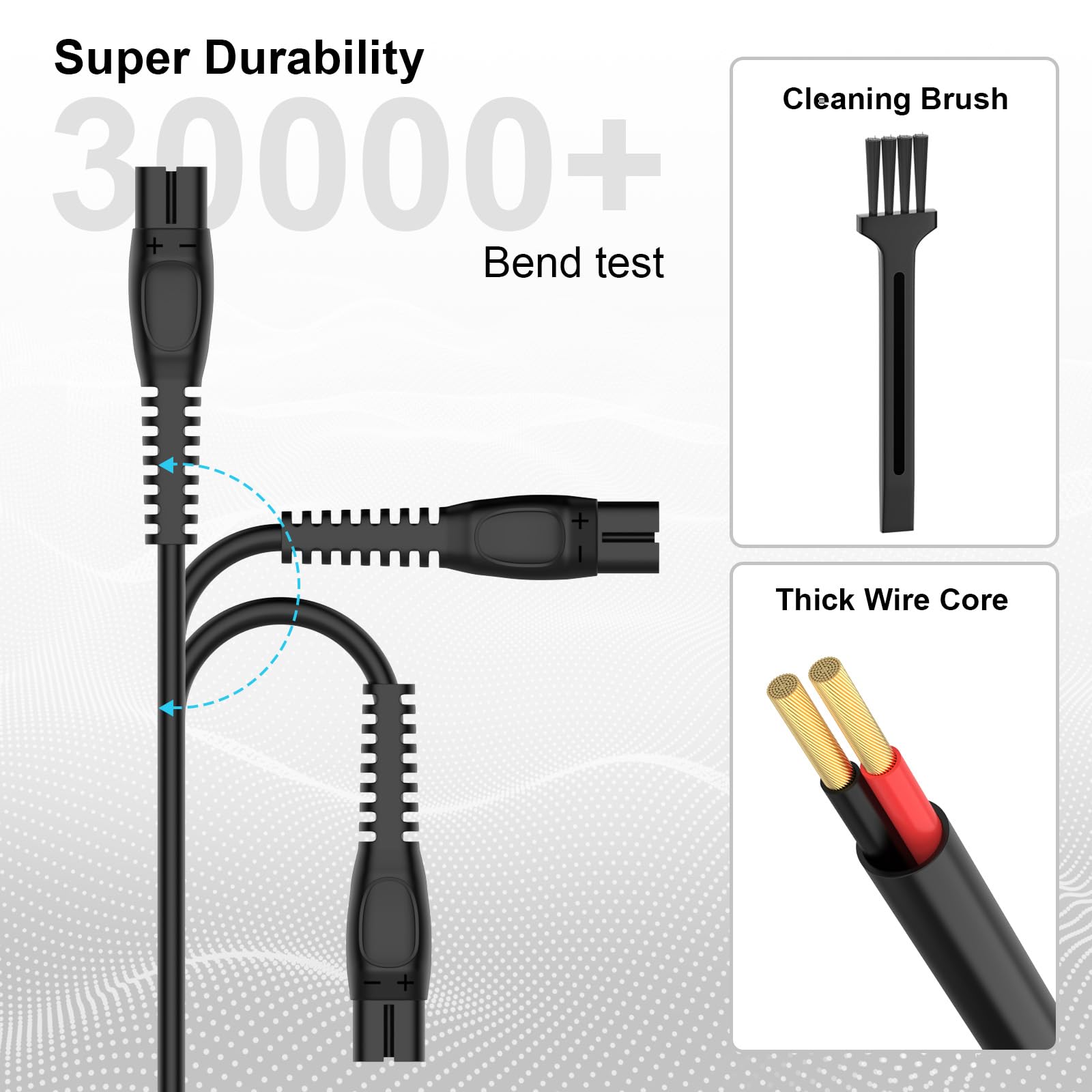 2Packs Charger Cord for Philips Norelco Multigroom Series 9000 7000 5000 3000 MG9510 MG7910 MG5910 Shaver USB Adapter Cable with Cleaning Brush