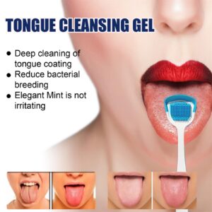 Tongue Cleaner + Medicated Tongue Gel Set - Cleaning with A Brush - Oral Care Removes Bad Breath Fresh Breath Tongue Coating Cleaning Bad Breath Treatments for Adults