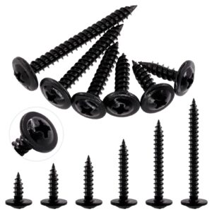 glarks 120pcs #8 x 1-1/4" phillips modified truss head wood screws, black zinc plated carbon steel self tapping sheet metal screws set