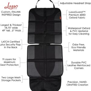 Lusso Gear 2 Pack of Car Seat Protectors (Black) + Baby Backseat Mirror for Car (Black), Waterproof, Protects Fabric or Leather Seats, Premium Oxford Fabric, Travel Essentials