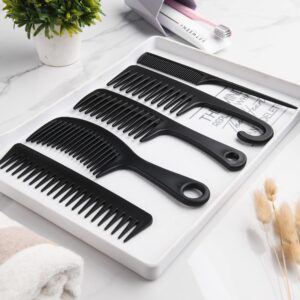 5 Pcs Hair Comb Set, Wide Tooth Detangling Comb,Large Shower Comb with Hook，Fine Tooth Rat Tail Comb Professional Styling, No Handle Women Brush For Curly, Wet, Dry, Long and Thick Hair.