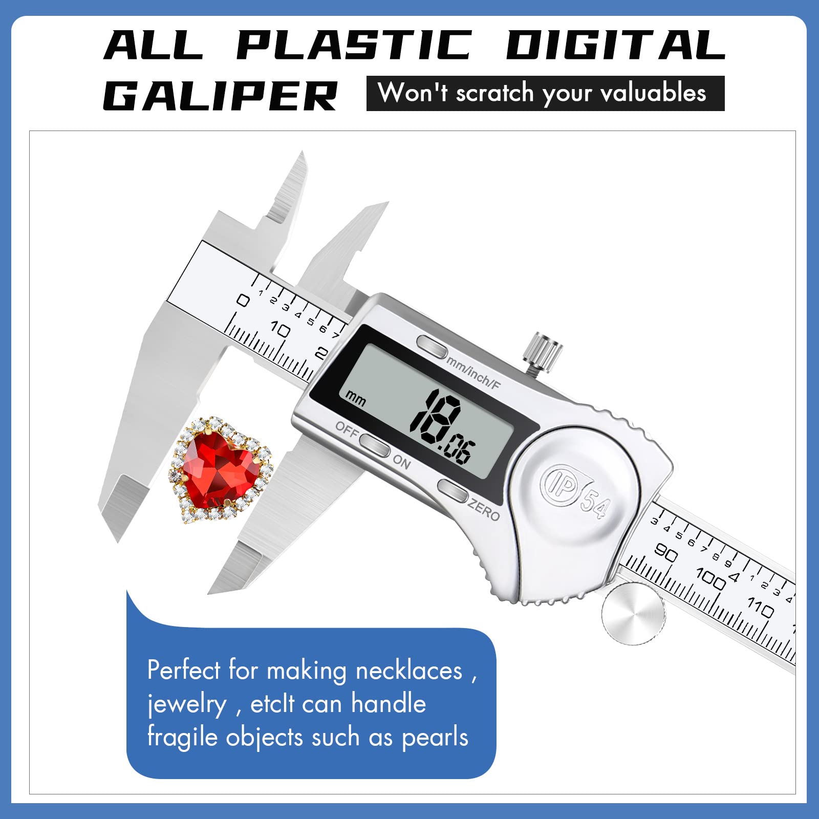 Simhevn Electronic Digital Calipers, inch and Millimeter Conversion,LCD Screen displays 0-6" Caliper Measuring Tool, Automatic Shutdown, Suitable for DIY/Jewelry Measurement (150mm inch/mm/Fraction)