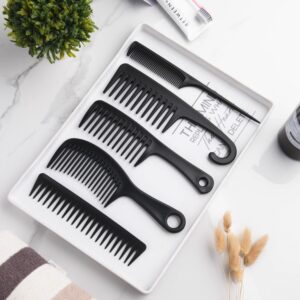 5 Pcs Hair Comb Set, Wide Tooth Detangling Comb,Large Shower Comb with Hook，Fine Tooth Rat Tail Comb Professional Styling, No Handle Women Brush For Curly, Wet, Dry, Long and Thick Hair.