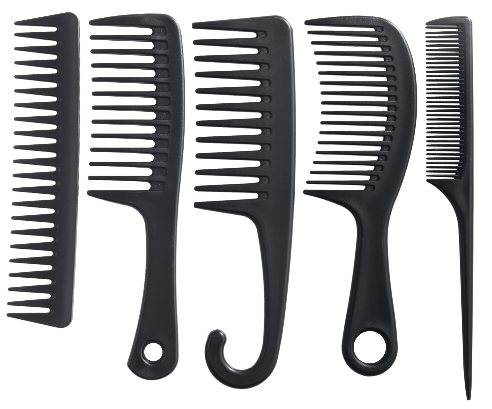 5 Pcs Hair Comb Set, Wide Tooth Detangling Comb,Large Shower Comb with Hook，Fine Tooth Rat Tail Comb Professional Styling, No Handle Women Brush For Curly, Wet, Dry, Long and Thick Hair.