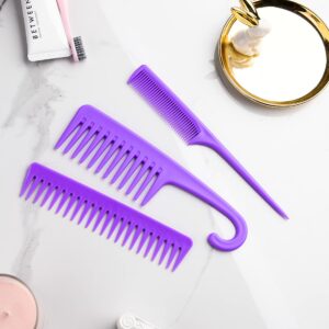 5 Pcs Hair Comb Set, Wide Tooth Detangling Comb,Large Shower Comb with Hook，Fine Tooth Rat Tail Comb Professional Styling, No Handle Women Brush For Curly, Wet, Dry, Long and Thick Hair.