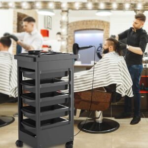 TASALON Budget Hair Styling Salon Trolley Cart with Wheels and 5 Drawers, Salon Rolling Cart for Extra Hairdresser Storage, Tool Free Rolling Salon Cart for Hair Stylist, Hairdresser, Beauty, Tattoo