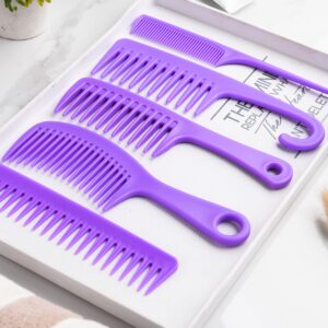 5 Pcs Hair Comb Set, Wide Tooth Detangling Comb,Large Shower Comb with Hook，Fine Tooth Rat Tail Comb Professional Styling, No Handle Women Brush For Curly, Wet, Dry, Long and Thick Hair.