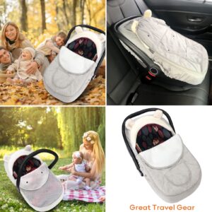 Baby Car Seat Cover - Winter Car Seat Cover for Babies Winter, Cozy Baby Car Seat Cover, Infant Car Seat Cover & Canopies Winter for Stroller Keeping Warm (Warm Sand)