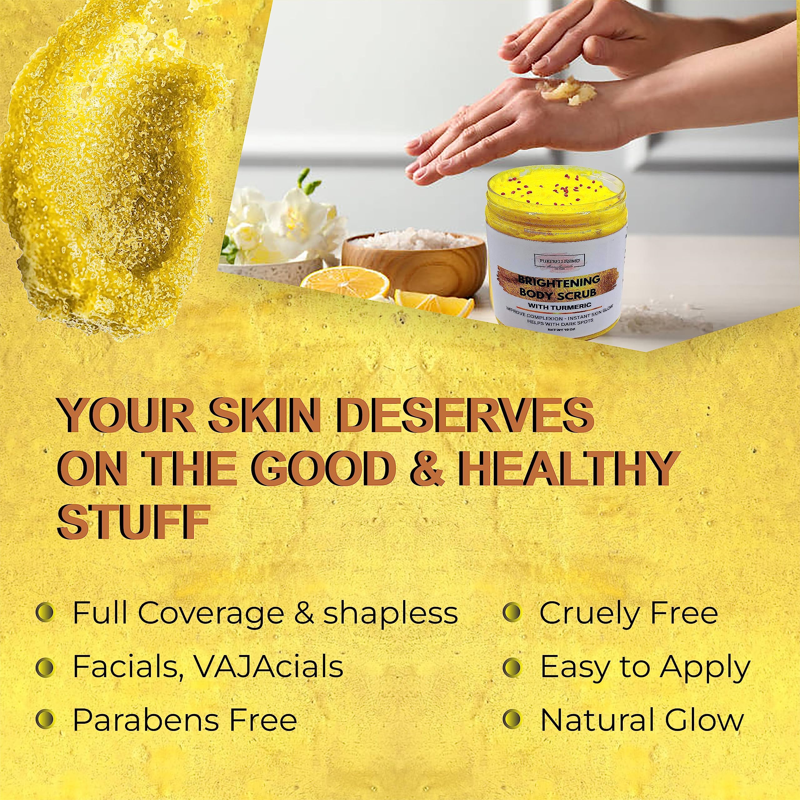 SUGAR BODY SCRUB Brightening Scrub Sugar Scrub Turmeric Body Exfoliant Scrub For Dark Spots (Sugar)