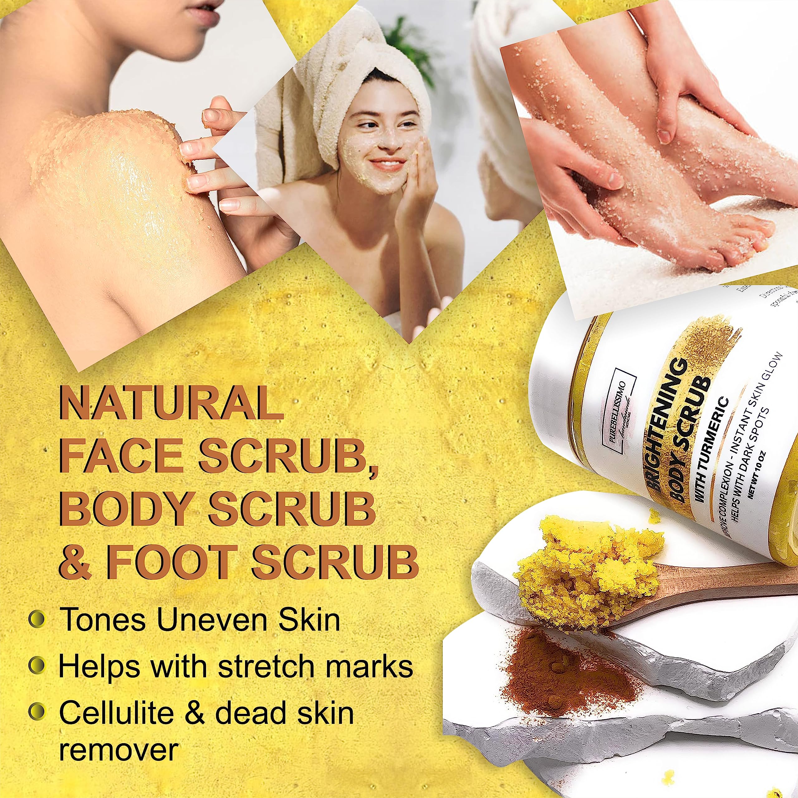 SUGAR BODY SCRUB Brightening Scrub Sugar Scrub Turmeric Body Exfoliant Scrub For Dark Spots (Sugar)