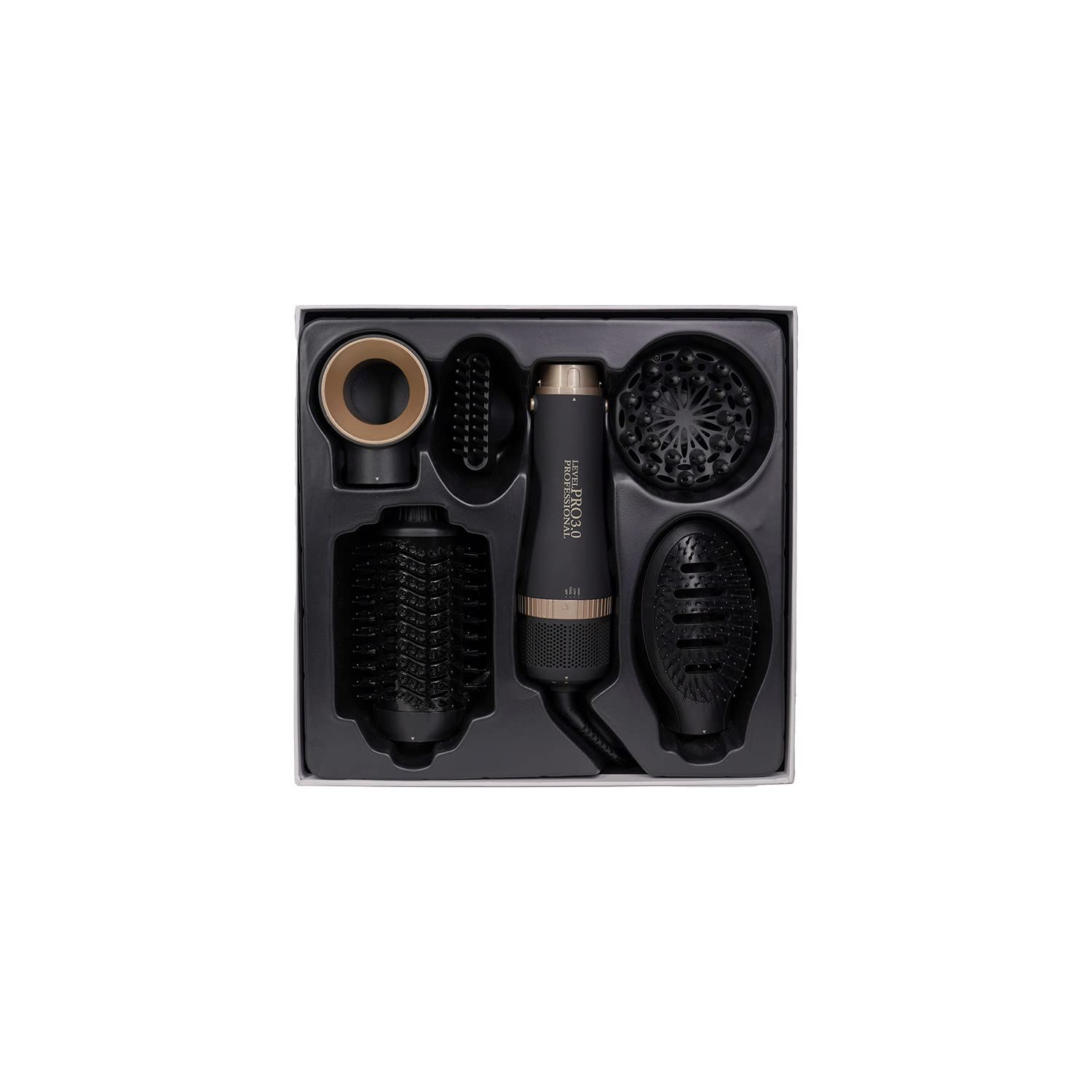 Level Pro3.0 Hair Dryer Brush, 5 in 1 Complete Kit with Negative Ion Blow Dryer Brush, 3 Heat Settings, Hot Air Blowout Brush for Hair Straightening, Drying, Volumizing, Curling